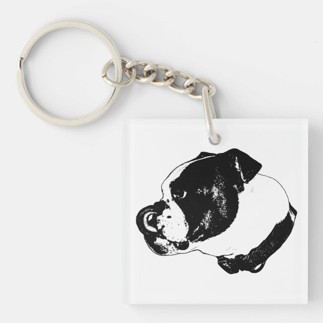 Bulldog Line Charm Keychain (Front)