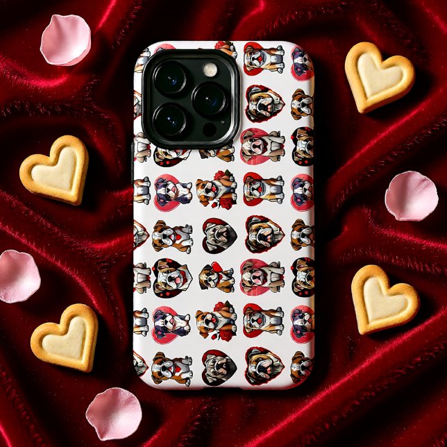 Bulldog Love Heart Pattern Valentine iPhone Case (Bulldog Love Heart Pattern Valentine iPhone Case)