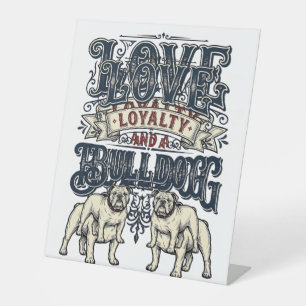 Bulldog Love Shirt Vintage Engraving Dog Quote Des Pedestal Sign