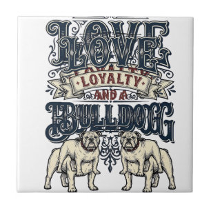 Bulldog Love Shirt Vintage Engraving Dog Quote Des Tile