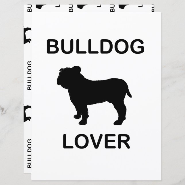 bulldog lover dual sided scrapbook paper (Front/Back)