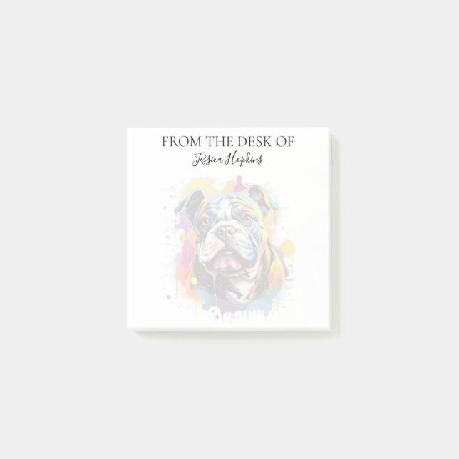 Bulldog Lover Monogrammed Dog Post-it Notes (Front)