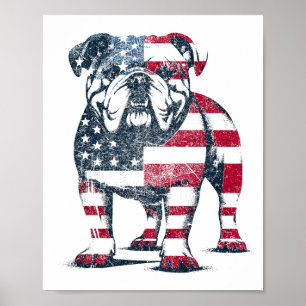Bulldog Lovers American Flag Patriotic United Stat Poster