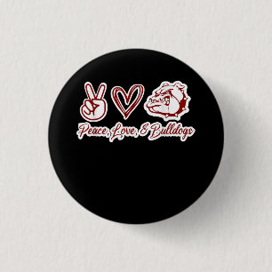 Bulldog Lovers   Bulldog Peace Love Bulldog Owner 3 Cm Round Badge
