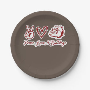 Bulldog Lovers Bulldog Peace Love Bulldog Owner Paper Plate