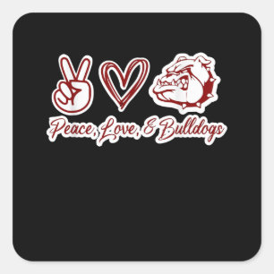 Bulldog Lovers   Bulldog Peace Love Bulldog Owner Square Sticker