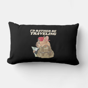 Bulldog Lovers   I’d Rather Be Travelling Bulldog Lumbar Cushion