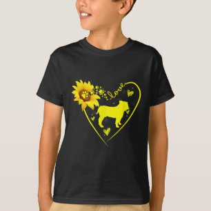 Bulldog Lovers Love Bulldog Sunflower Dog Lover T-Shirt