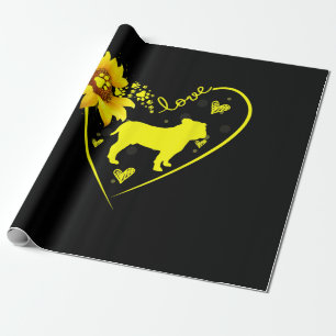 Bulldog Lovers Love Bulldog Sunflower Dog Lover Wrapping Paper