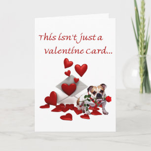 Bulldog Maddie Rose and Hearts Valentine Holiday Card