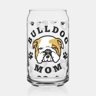 Bulldog Mama Can Glass