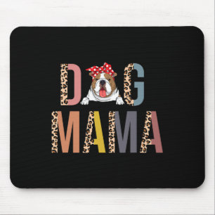 Bulldog Mama Leopard Print Dog Mum Mouse Pad
