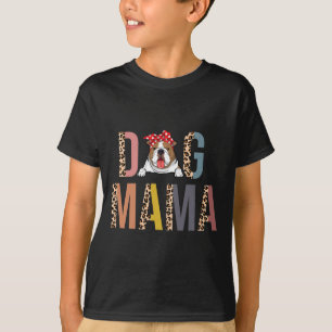 Bulldog Mama Leopard Print Dog Mum  T-Shirt