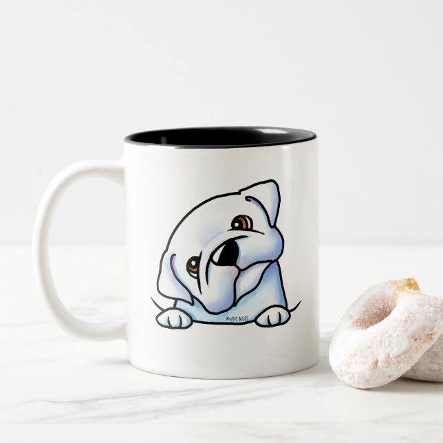 Bulldog Mama Two-Tone Coffee Mug (With Donut)