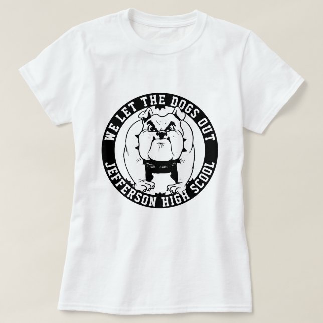 Bulldog Mascot Athlete We Let The Dogs Out School  T-Shirt (Design Front)