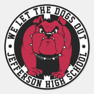 Bulldog Mascot We Let The Dogs Out School Sports Classic Round Sticker