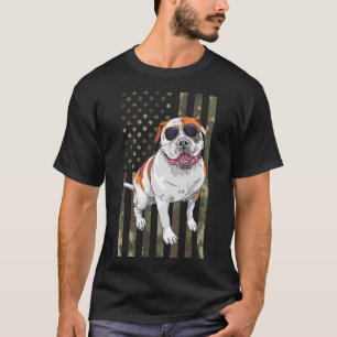 Bulldog Men Women American Bulldog Dad Mum Camo US T-Shirt