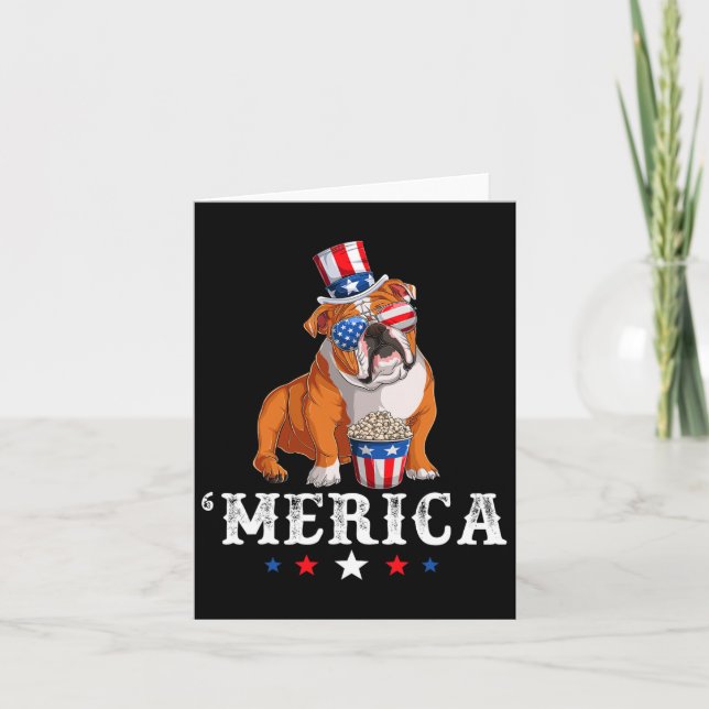 Bulldog Men Women Usa American Flag English Bulldo Card (Front)