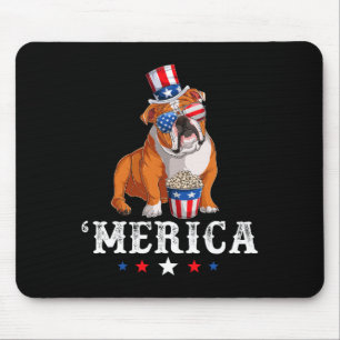 Bulldog Men Women Usa American Flag English Bulldo Mouse Pad
