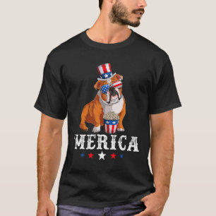 Bulldog Men Women Usa American Flag English Bulldo T-Shirt