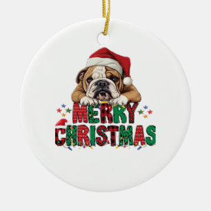 Bulldog - Merry Christmas Dog Classic T-Shirt Ceramic Tree Decoration