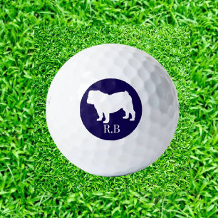 Bulldog Monogrammed Blue Navy Custom Golf  Golf Balls