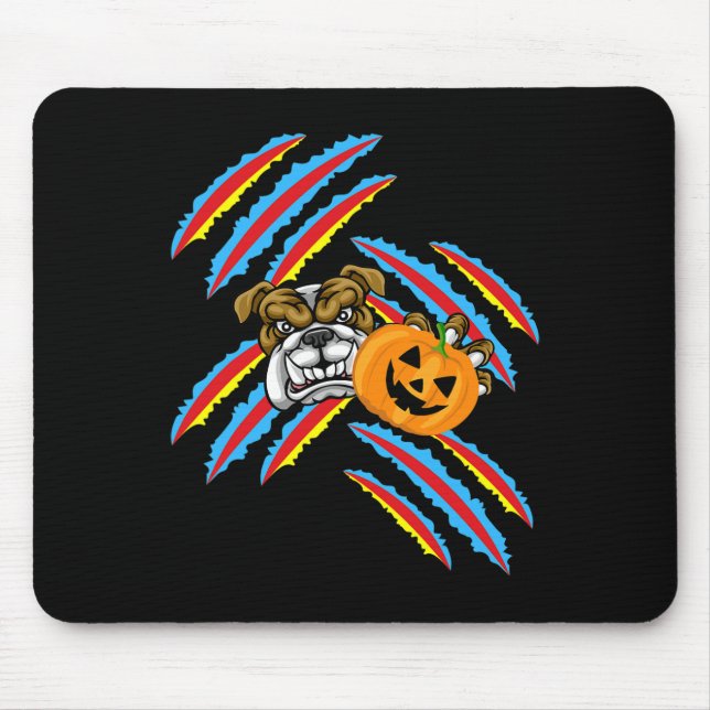 Bulldog Mum Halloween Pumpkin  Mouse Pad (Front)