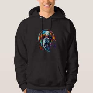 Bulldog Music Motif DJ Fashion Print Street Style  Hoodie
