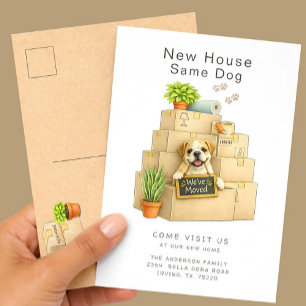 Bulldog New House Moving Announcement Postcard
