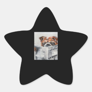 Bulldog news Dog Lover Gift Funny Dog Design Star Sticker