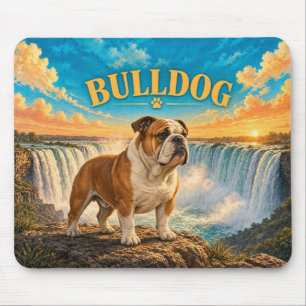 Bulldog, Niagara Falls Vintage Watercolor Dog Art Mouse Pad