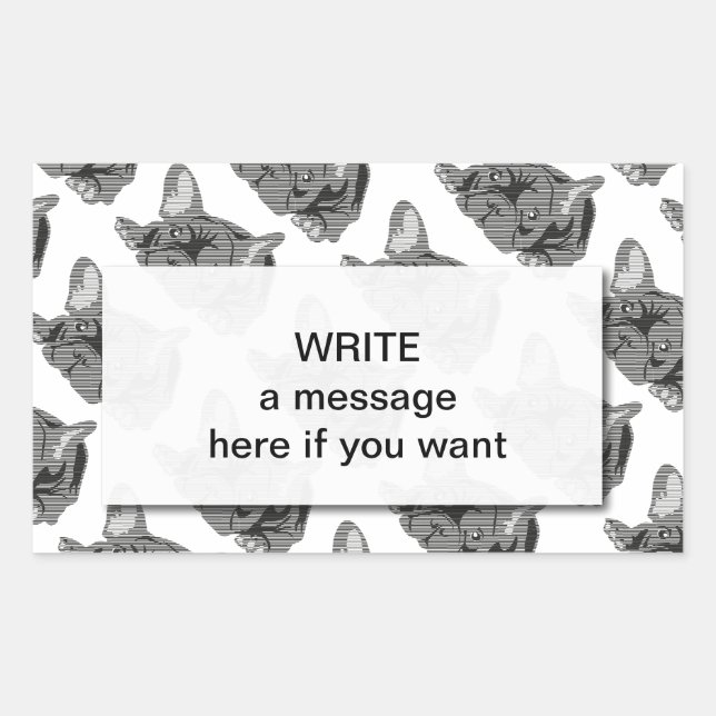 Bulldog of Lines Rectangular Sticker (Front)