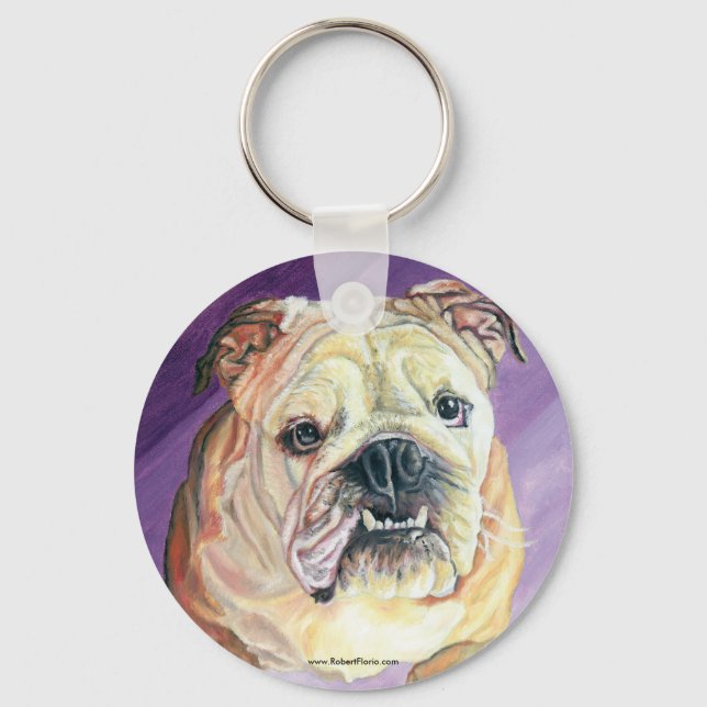 Bulldog Oil Painting Key Chain (Front)