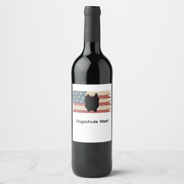 Bulldog on American Flag  Wine Label (Front)