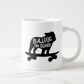 Bulldog on Board | Skateboarding Dog Silhouette Large Coffee Mug