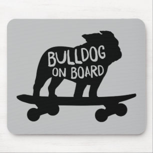 Bulldog on Board Skateboarding Dog Silhouette Mouse Pad
