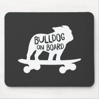 Bulldog on Board | Skateboarding Dog Silhouette Mouse Pad