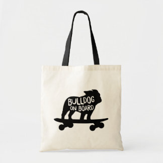 Bulldog on Board | Skateboarding Dog Silhouette Tote Bag