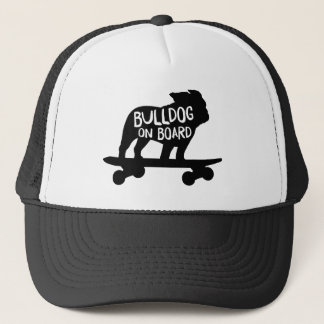 Bulldog on Board | Skateboarding Dog Silhouette Trucker Hat