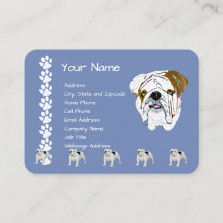 Bulldog on Country Blue with Pawprints Business Card