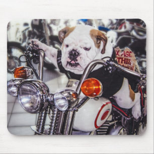 Bulldog on Motorcycle Mouse Pad