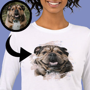 Bulldog or Your Photo Grunge Dog Mum Tan & White   Tri-Blend Shirt