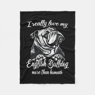 Bulldog Outfit Love My English Bulldog Fleece Blanket