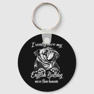 Bulldog Outfit Love My English Bulldog  Key Ring