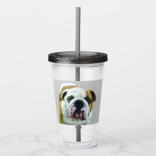 Bulldog Painting - Cute Original Dog Art Acrylic Tumbler