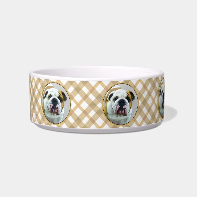 Bulldog Painting - Cute Original Dog Art Bowl (Left)