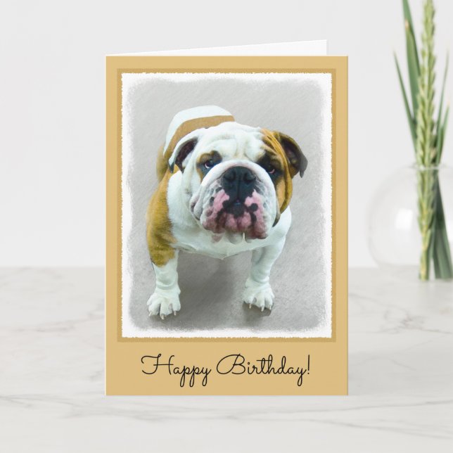 Bulldog Painting - Cute Original Dog Art Card (Front)