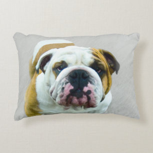 Bulldog Painting - Cute Original Dog Art Decorative Cushion
