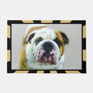 Bulldog Painting - Cute Original Dog Art Doormat
