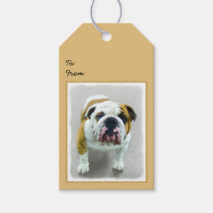 Bulldog Painting - Cute Original Dog Art Gift Tags
